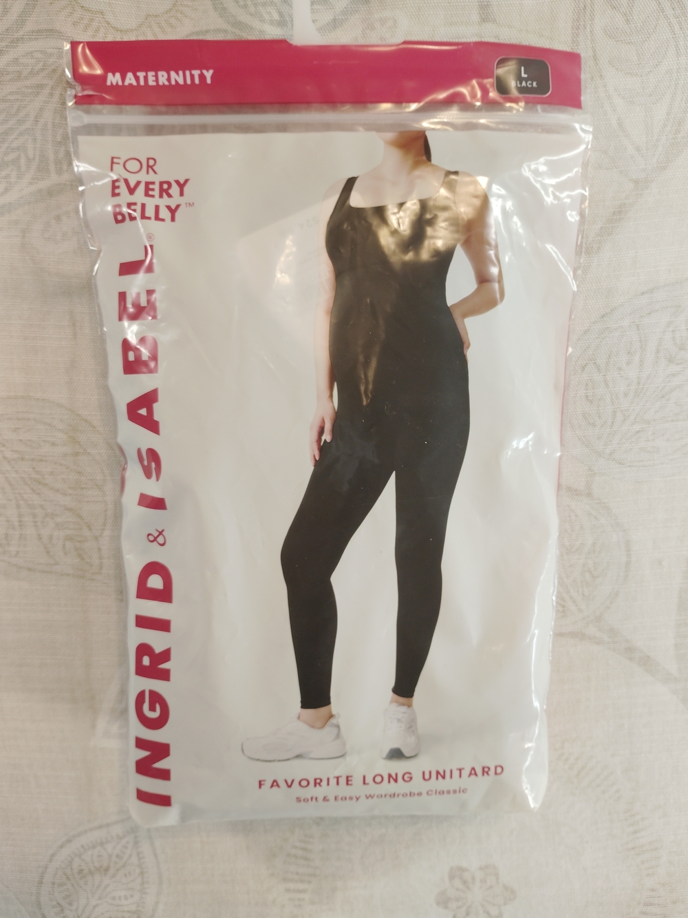 (NWT) Ingrid & Isabel Sz L(12-14) Black Maternity Long Unitard